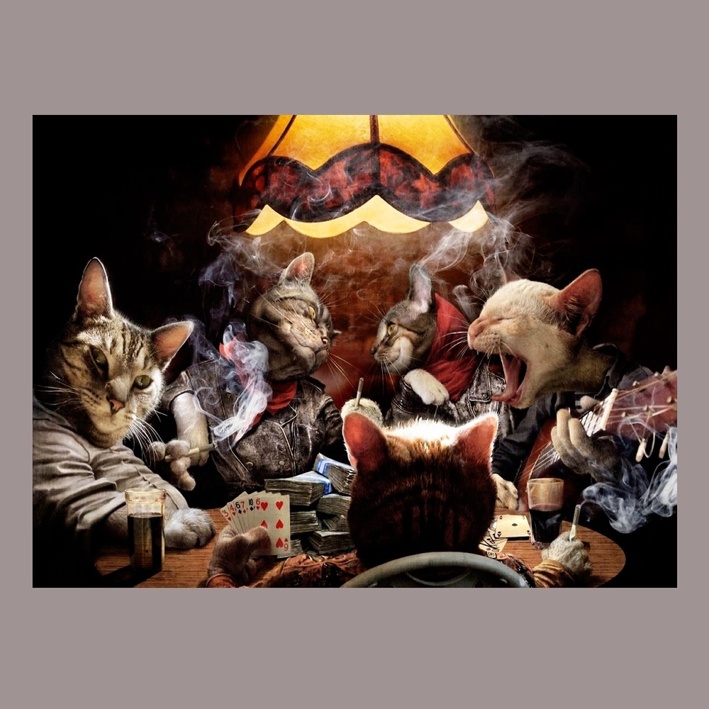 Cats Playing Poker Singing Smoking Funny Poster Art Picture Home Decor 13x19